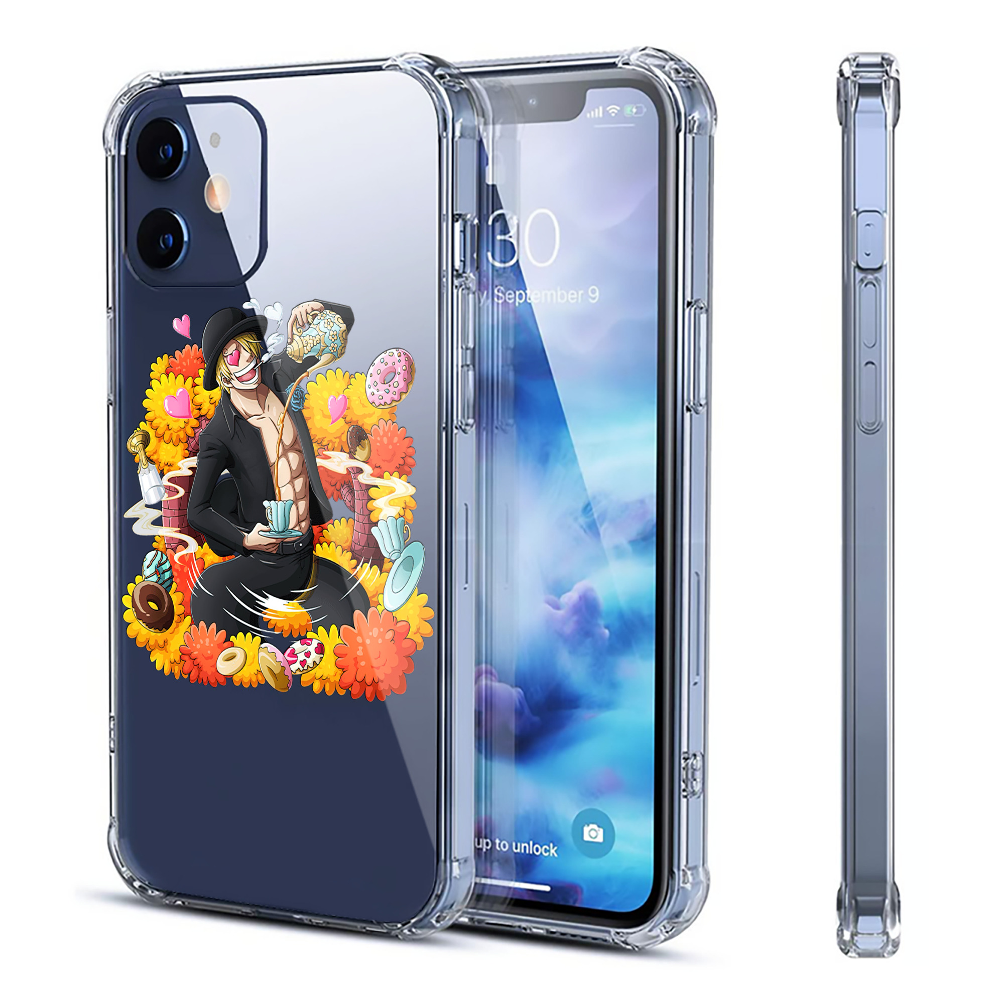 （画像用） ワンピース サンジ ONE PIECE Sanji 【iPhone 12シリーズ対応】透明スマホケース（クリアソフトケース）